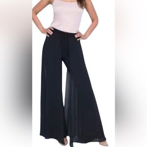 Frank Lyman Black Palazzo Pants with Chiffon Overlay Size 4